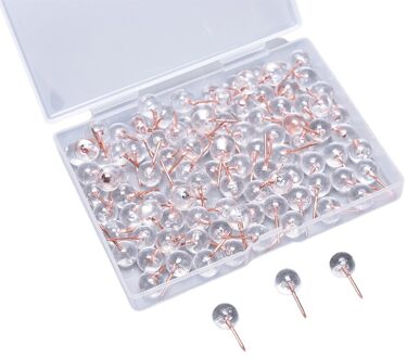 100Pcs Innovatieve Transparant Rose Gold Tack I-Vormige Punaise Kurk Pin Decoratieve Pushpins Board Ronde Bal Tekening Muur studs