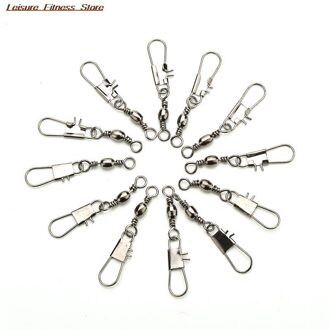 100Pcs Interlock Snap Kogellager Swivel Rolling Solid Ringen Vissen Connector Lengte Oceaan Boot Vissen Haken #7 3.8cm