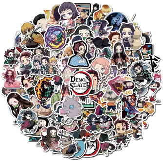 100Pcs Japan Anime Kimetsu No Yaiba Stickers For CarLaptop Guitar Skateboard Demon Blade Slayer Sticker