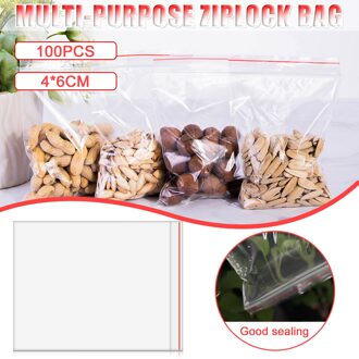 100Pcs Keuken Accessoires Herbruikbare Kleine Zip Lock Ziplock Zakken Voedsel Fruit Opbergtas Keuken Pakket Clear Ziplock Zak 4x6cm