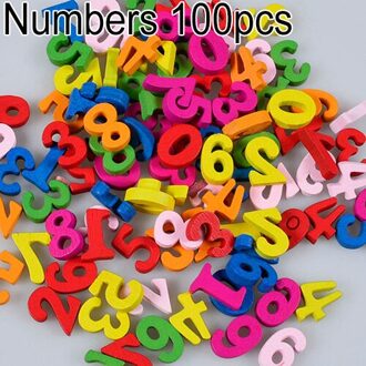 100Pcs Kleurrijke Letters Numbers Houten Plaksteen Versieringen Ambachten Tool Приукрашивание