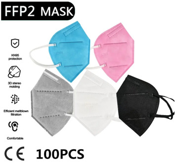 100pcs KN95 FFP2 Mask Valved Face Mask Respirator ffp3 Face Mask 6 Layer Protection Anti-dust Mask Face Protective Mascarilla