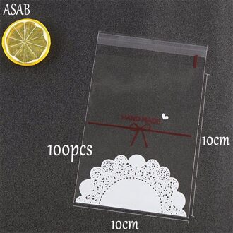 100Pcs Lace Hand Made Candy Cookie Tassen Bruiloft Verjaardag Party Zelfklevende Plastic Biscuit Verpakking Bag Cake Bakken tassen 10X10CM