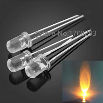 100Pcs LED 5mm Diode Round Flashing Yellow Blinking Transparent LED Emitting Diode Bulb flash like a candle burning 2.0V