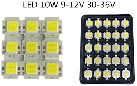 100PCS LED COB 10W chip Integrated High power 10W 9-12V 900LM 30V LED Beads light blubs White warm white cold for flood light