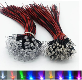 100pcs lot 20cm Pre Wired 3mm 5mm LED Light Lamp Bulb Prewired Emitting Diodes For DIY Home Decoration DC12V