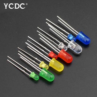 100Pcs/Lot 3mm 5mm 2 Pins Round Green Yellow Red Blue Light LED Emitting Diode Beads for Arduino Diy Decoration High Quality