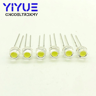 100pcs/lot 5MM F5 white 1600-2000MCD straw hat LED lamp beads super bright 6-7LM Big Chip Light emitting diodes leds DIY lights