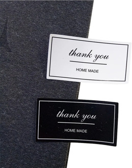 100pcs/lot Black And White 'Thank You' Rectangular Seal Sticker Gift Sticker For Homemade Bakery Packaging Decoration Label