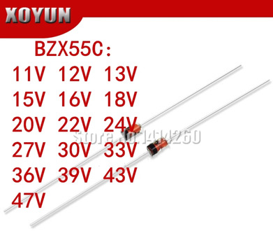100pcs/lot BZX55C 11V 12V 13V 15V 16V 18V 20V 22V 24V 27V 30V 33V 36V 39V 43V 47V 0.5W Zener diode 500MW DO-35 1/2W