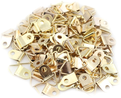 100PCS/Lot Golden Triangle D-Ring Hanging Oil Painting Mirror Picture Frame Hanger Art Work Photo Wall Hook Hooks Hanger