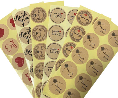 100PCS/lot Round Vintage Kraft Label Sticker Thank you DIY Multifunction Adhesive Packaging Sealing Label Sticker Gift Stickers
