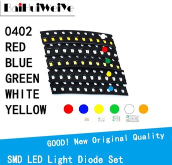 100Pcs/Lote 5 Kleuren 0402 Smd Diy Kit Ultra Led Rood Geel Groen Wit Blauw Licht Emitterende Diode water Clear Led Light Diode Set 0402 rood