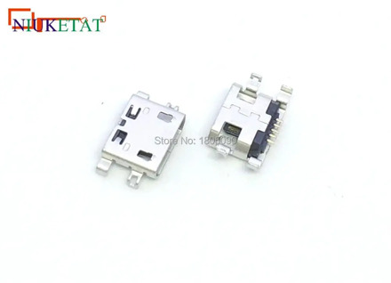 100pcs Micro USB 5pin heavy plate no side with hole Flat mouth Female Connector For Mobile Phone Mini USB Jack