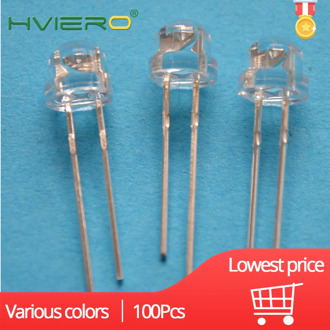 100Pcs Min 5mm Emitting Diode Straw Hat White Red Green Blue YellowPink Smd Smt Led Water Clear Bright Wide Angle Bulb DIY Light