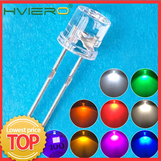 100pcs Min 5mm Flat Top White Red Pink Yellow Blue Wide Angle Light Lamp Diode LED Ultra Bright Bulbs Emitting Diode F5 5mm Lamp