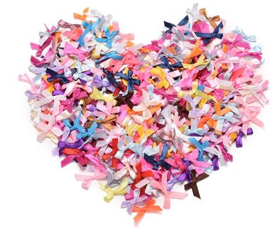 100Pcs Mini Satijnen Lint Bloemen Bows Cadeau Craft Wedding Party Decoratie