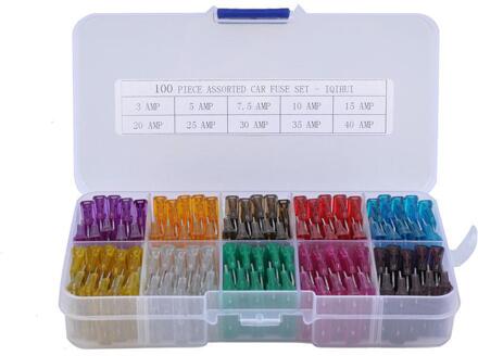 100Pcs Mix Diverse Auto Motorfiets Truck Blade Zekering Set Kit 3A 5A 7.5A 10A 15A 20A 25A 30A 35A 40A Universal Zinklegering Zekering
