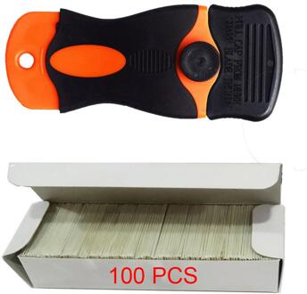 100Pcs Multi Lijm Scheermes Schraper Carbon Stalen Messen Auto Film Oude Sticker Remover Zuigmond Glas Vinyl Schoonmaken Tool e12 + E13