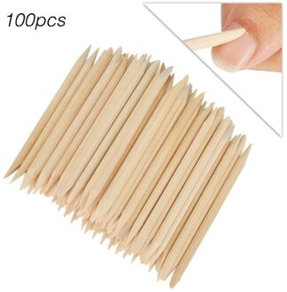 100Pcs Nail Art Oranje Houten Stok Sticks Cuticle Pusher Remover