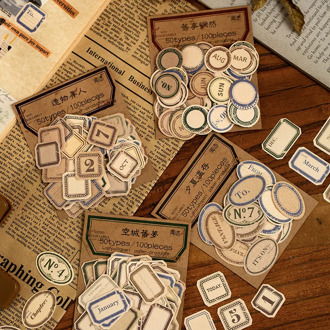 100pcs/pack Retro Stamp Decoration Stationery Sticker Diy Ablum Diary Scrapbooking Label Sticker Stationery