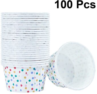 100Pcs Papier Ijs Cups Wegwerp Cake Cup Dessert Kommen Feestartikelen Voor Bakken Bruiloft Verjaardag (Kleurrijke Stippen)