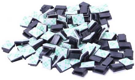 100Pcs Plastic Draad Tie Rechthoek Kabel Mount Clip Clamp Zelfklevende Zwart