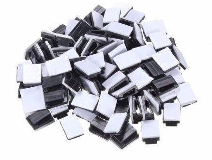 100Pcs Plastic Draad Tie Rechthoek Kabel Mount Clip Clamp Zelfklevende Zwart