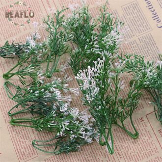 100Pcs Plastic Kunstmatige Gipskruid Gypsophila Bloem Hoofd Zijde Bloem Bruiloft Bloemstuk Accessoires 10Cm