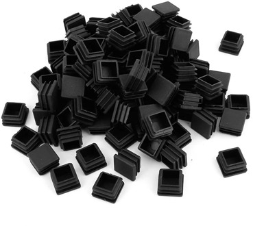 100pcs Plastic Square Tube Inserts End Blanking Caps 20mm x 20mm Black