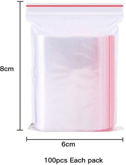 100Pcs Plastic Ziplock Voedsel Verpakking Sieraden Kleine Zip Lock Tassen Helder Vers Houden Stofdicht Hersluitbare Snoep Opslag 6X8cm