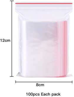 100Pcs Plastic Ziplock Voedsel Verpakking Sieraden Kleine Zip Lock Tassen Helder Vers Houden Stofdicht Hersluitbare Snoep Opslag 8X12cm