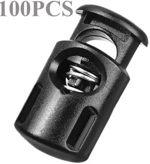 100Pcs Plastic Zwart Koord Lock Spring Sluiting Stop Enkel Gat Koord Stopper Schakelt Voor Paracord Kledingstuk Schoenveter Touw Onderdelen
