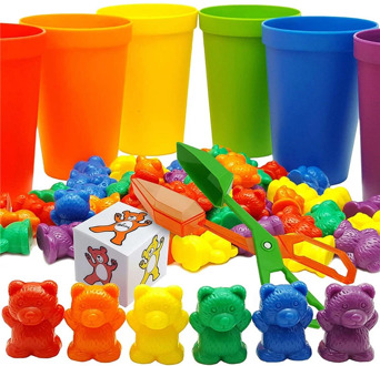 100pcs+ Rainbow Sensory Toys Counting Bears Matching Sorting Cups Baby Kids Games Learning Preschool Educational Montessori Toys