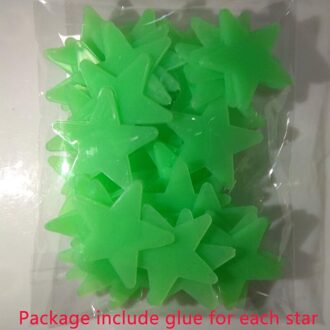 100Pcs Pvc Sterren Glow Stickers Lichtgevende In Donkere Nacht Fluorescerende Muur Art 3D Thuis Sticker Voor Kinderkamer Plafond schakelaar Decoratie groen