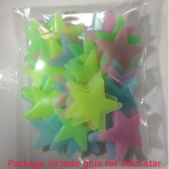 100Pcs Pvc Sterren Glow Stickers Lichtgevende In Donkere Nacht Fluorescerende Muur Art 3D Thuis Sticker Voor Kinderkamer Plafond schakelaar Decoratie kleuren in willekeurig