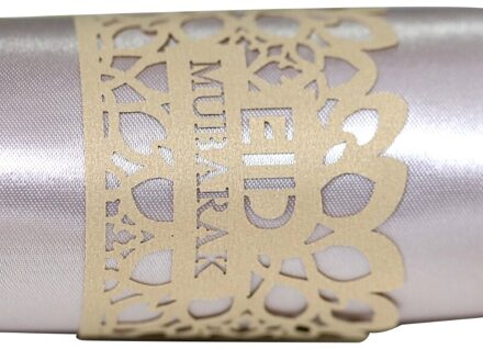 100Pcs Ramadan Decoratie Servet Houder Hollow Out Papier Ring Eid Mubarak Moslim Kareem Wedding Party Tafel Decor BGGD