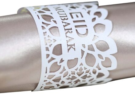 100Pcs Ramadan Decoratie Servet Houder Hollow Out Papier Ring Eid Mubarak Moslim Kareem Wedding Party Tafel Decor