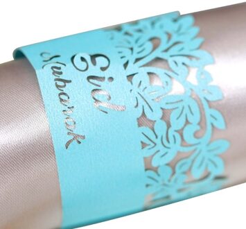 100Pcs Ramadan Decoratie Servet Houder Hollow Papier Ring Eid Mubarak Moslim Kareem Wedding Party Tafel Decor blauw