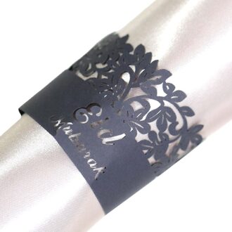 100Pcs Ramadan Decoratie Servet Houder Hollow Papier Ring Eid Mubarak Moslim Kareem Wedding Party Tafel Decor zwart