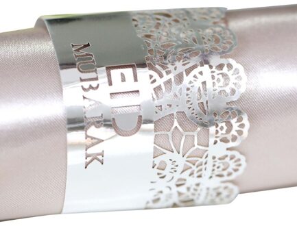 100Pcs Ramadan Decoratie Servet Houder Hollow Papier Ring Eid Mubarak Moslim Kareem Wedding Party Tafel Decor