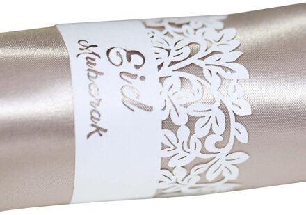 100Pcs Ramadan Decoratie Servet Houder Hollow Papier Ring Eid Mubarak Moslim Kareem Wedding Party Tafel Decor