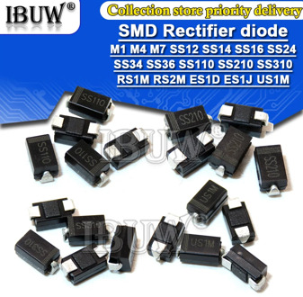 100PCS Rectifier diode M1 M4 M7 SS12 SS14 SS16 SS24 SS34 SS36 SS110 SS210 SS210 US1M RS2M ES1D DO-214AC Schottky diodes