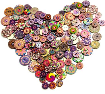 100Pcs Retro Ronde Knoppen Diy Hand-Naaien Proces Printing Hout Chips 15/20/25Mm Twee-Gaten Knop Voor Kleding Decoratie 15mm