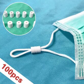 100Pcs Richter Masker Elastische Aanpassing Gesp Platte Aanpassing Gesp Voor Masker Elastische Koord Stopper Touw Slot Diy Strap Cord end WH