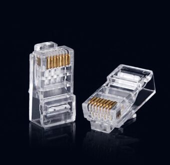 100Pcs RJ45 8P8C CAT6 Kristal Hoofd Modulaire Plug Vergulde Netwerk Connector