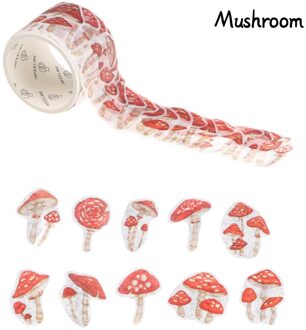 100Pcs/Roll Fruit Tape Vormige Washi Tape Afplakband Sticky Papier Scrapbooking Sticker Briefpapier Diy Journal Foto Decor paddestoel