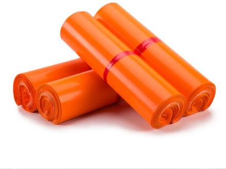 100Pcs/Roll Oranje Koerier Zak Express Envelop Opslag Tassen Mailing Tassen Zelfklevend Seal Pe Plastic Pouch Verpakking mailer 32x45cm oranje