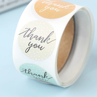 100Pcs/Roll Paper Seal Label Thank You Stickers Custom Gift Box Bake Decoration