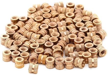 100pcs Ronde M3 Metrische Schroefdraad Messing Knurl Insert Noten 3mm Binnendraad Diameter Gold Tone Voor Strak Bevestiging